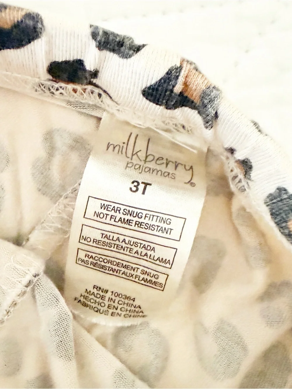 Milkberry 3T Kids Leopard Print Pajama Set